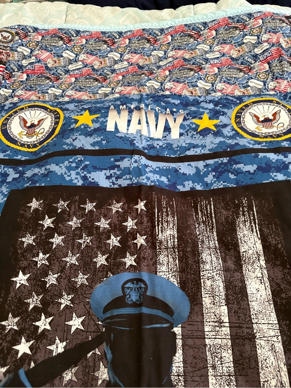 Navy Tribute Blue Patriotic  Quilt - Picture 4 of 7